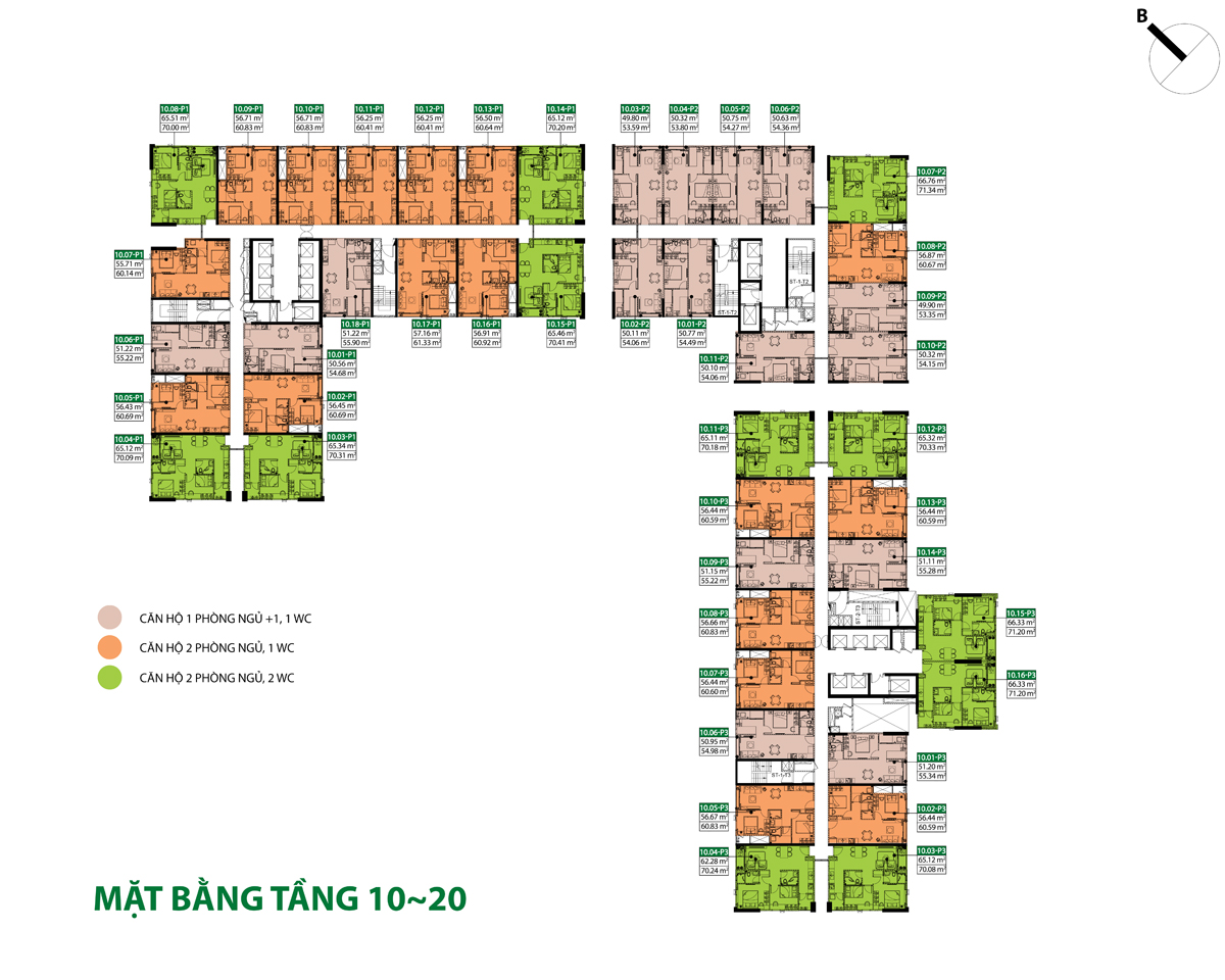 Mặt bằng tầng 10 - 20 Picity Bình Dương