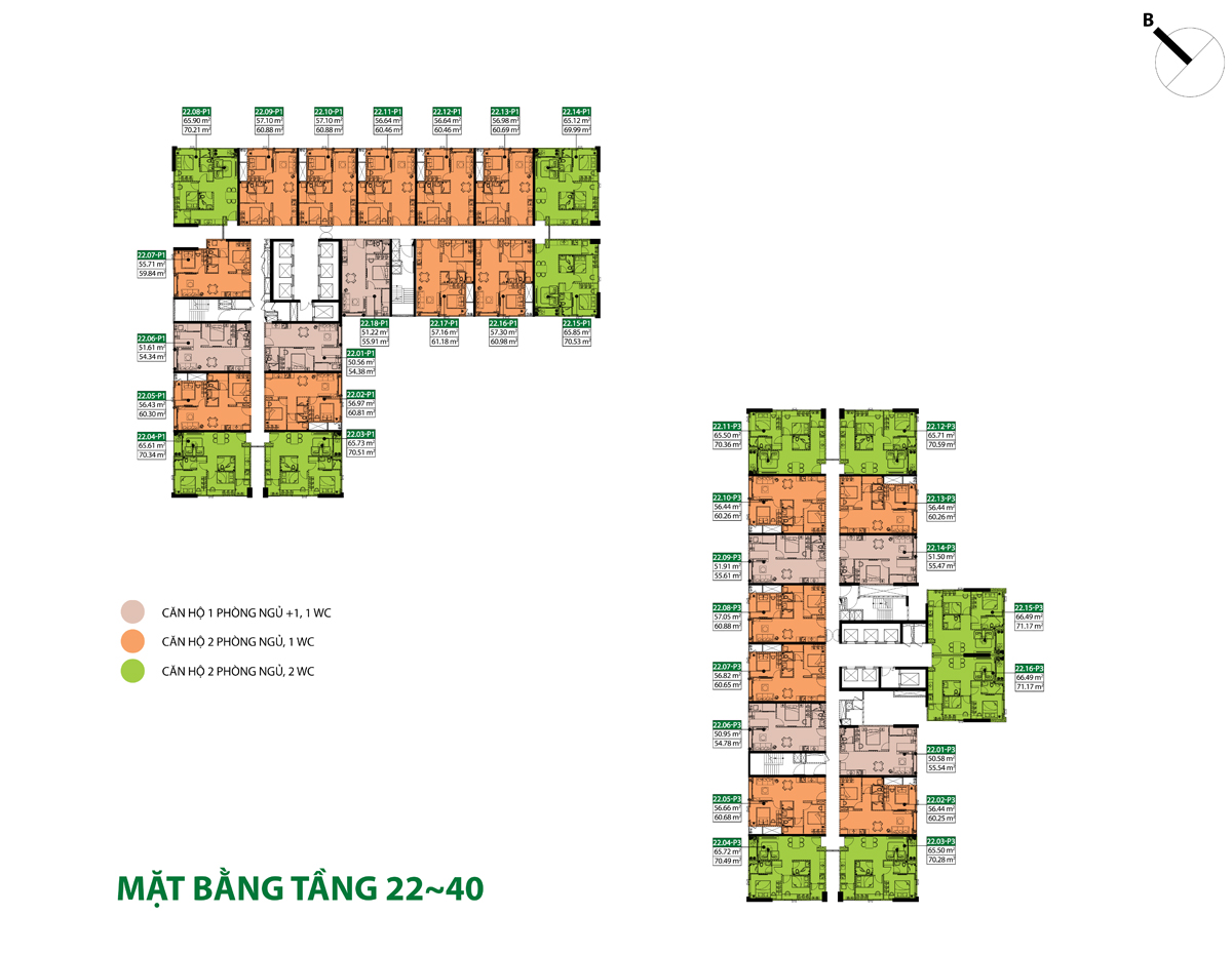 Mặt bằng tầng 22 - 40 Picity Bình Dương